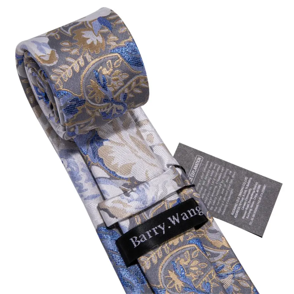 3 шт мужские шелковые галстуки для мужчин синий цветочный Набор платков и галстуков Пейсли жаккардовый тканый синий галстук-бабочка подарочный набор Барри. Ван