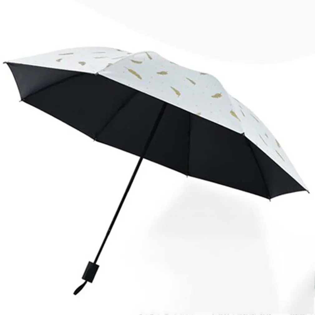 Ветрозащитный мини-зонтик с перьями, непромокаемый женский прочный складной зонтик от солнца, портативный Солнцезащитный Женский зонтик