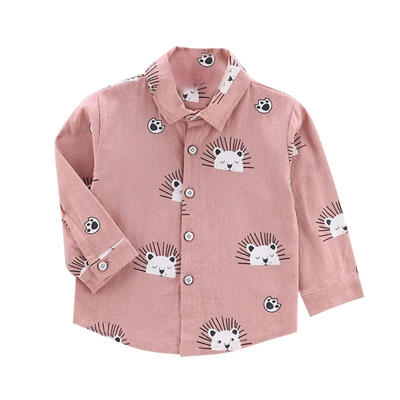Новая рубашка с длинными рукавами для мальчиков Одежда для детей весенне-осенняя рубашка с воротником для малышей От 1 до 4 лет