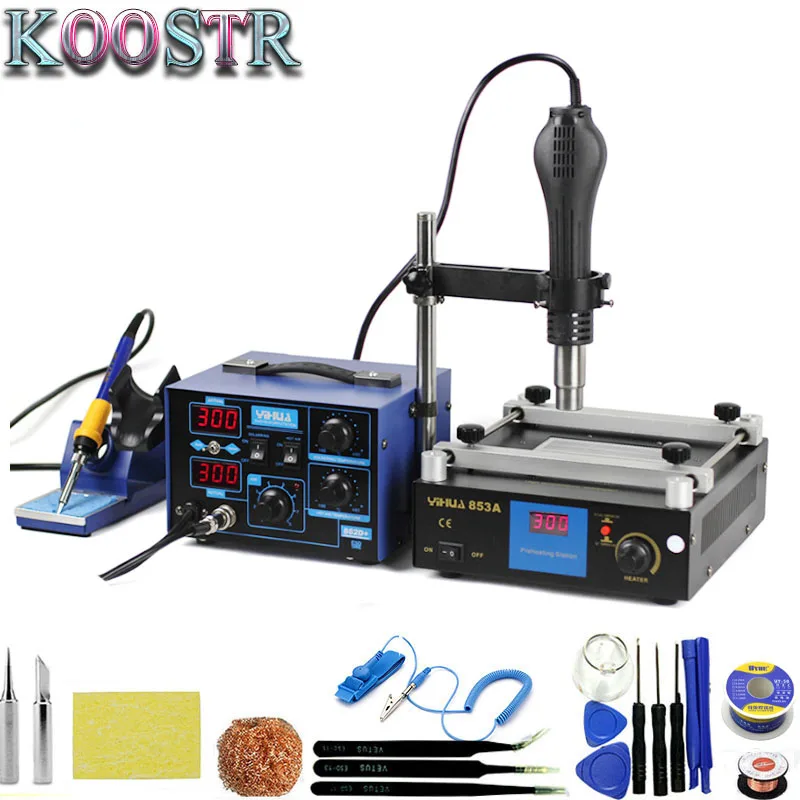 8586 700W 110V/220V 700W 2-in-1 SMD Rework Soldering Station, Welding Soldering Iron Set PCB BGA Repair Desoldering Tool