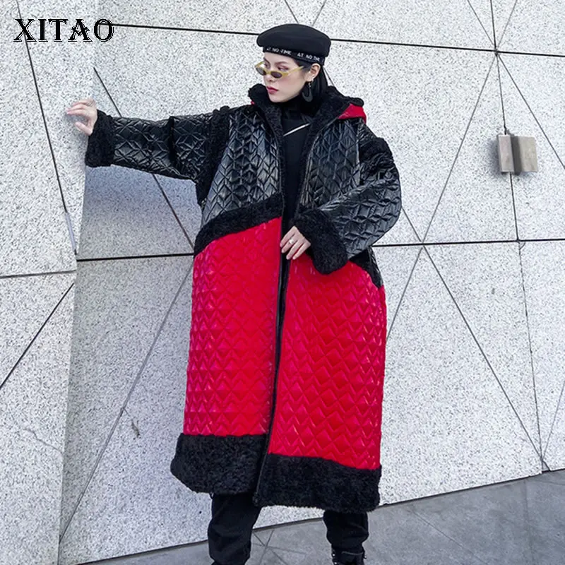 XITAO парки размера плюс модные новинка 2019 зимние длинный рукав пэтчворк