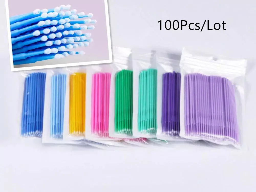 Removing-Swab Eyelash-Extension-Tools Micro-Brush Disposable for Individual-Lash 100pcs/Bag