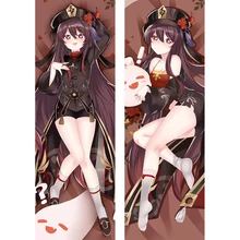Taie d'oreiller de jeu Genshin Impact Hutao, taie d'oreiller décorative Double face en peau de pêche Dakimakura, corps câlin 