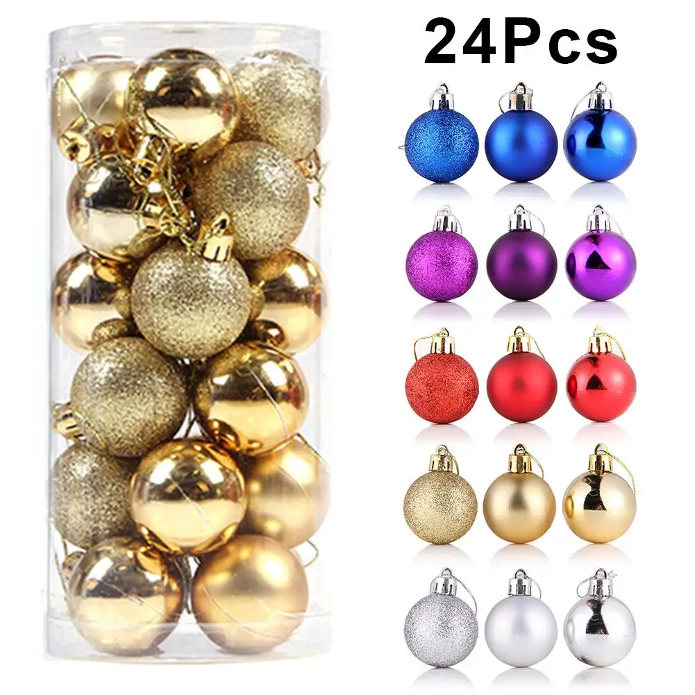 24pcs/lot 6CM Christmas Tree Decor Ball Bauble Xmas Party Hanging Ball Ornament Decorations For Home Christmas Decorations Gift