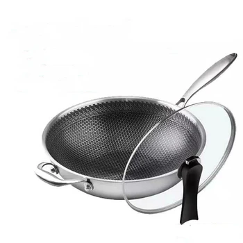 

Non-stick pan 304 stainless steel wok wok household less oil smoke induction cooker gas stove special pot