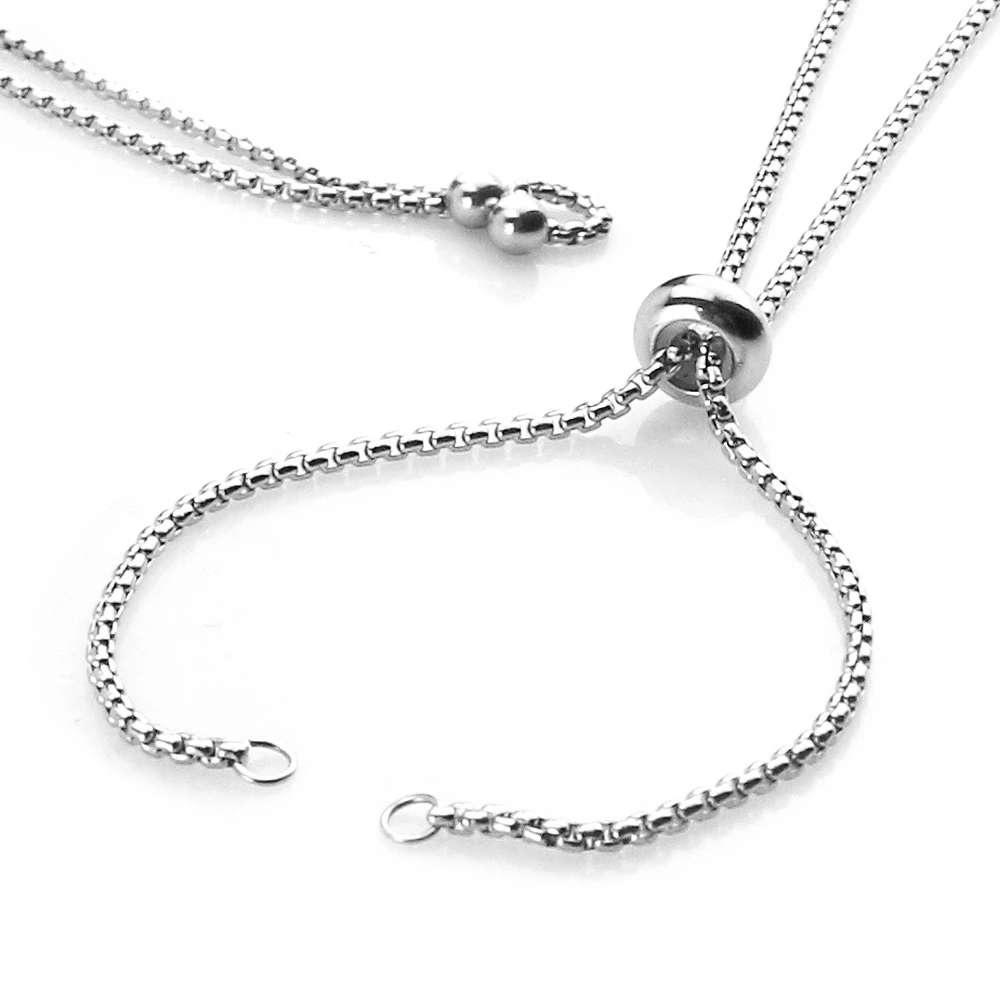 2pcs Stainless Steel Adjustable Slider Necklace Chain Jewelry Making
