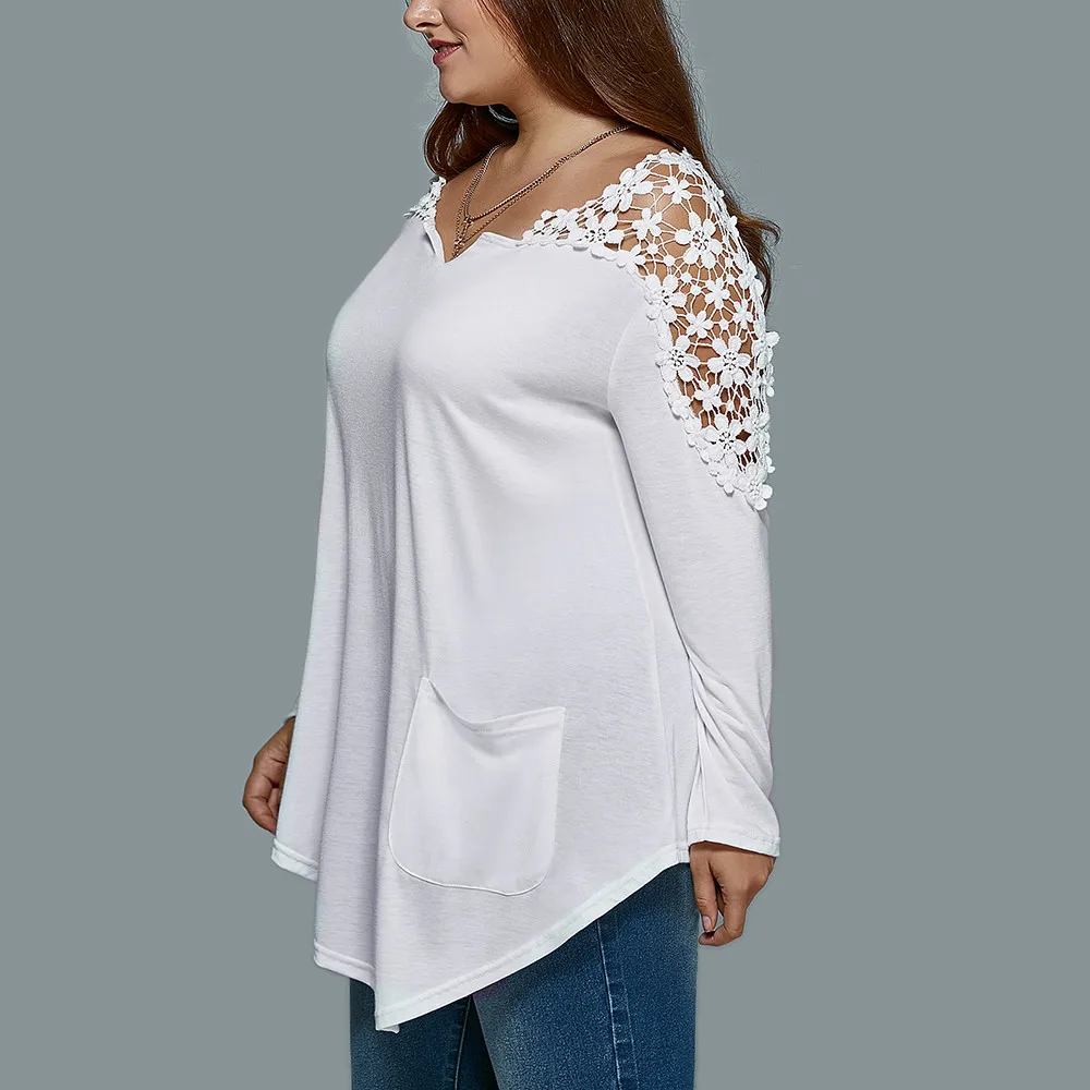 Топы больших размеров, XL-7XL, блузка, женские модные летние белые женские блузки, кружевные с принтом на рукаве, blusas mujer de moda# Z15