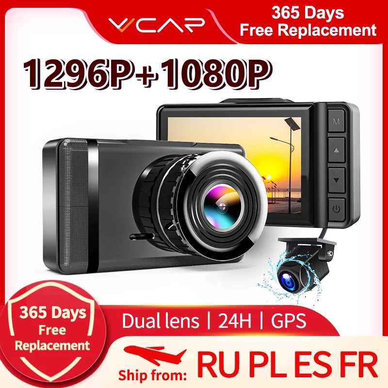 Photo Product VVCAR F3 Car DVR Camera Full HD 1296P Speed N GPS Dashcam Video Recorder Rear AHD 1080P Dash Cam Registrar