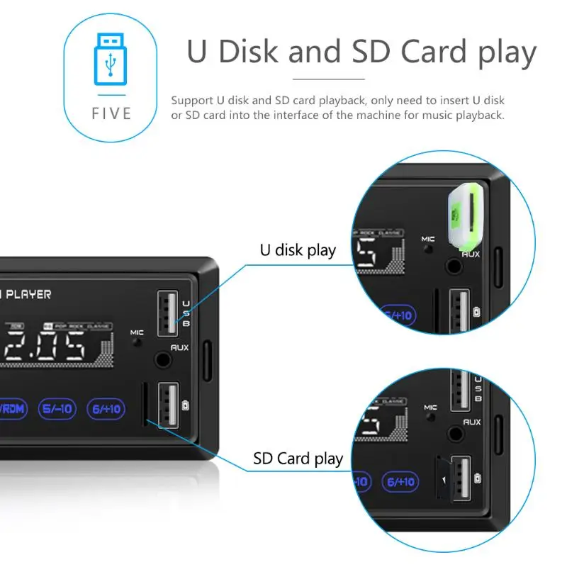 3205 одиночный 1 DIN автомобильный стерео MP3 плеер Bluetooth FM радио в тире голова unitaux-в цифровой медиа приемник