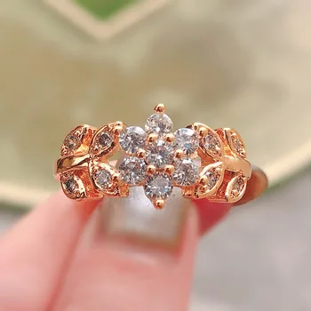 

Exquisite Gold Color Leaf Flower Crystal Tree Branch Ring High-end Atmosphere Ladies Jewelry Factory Wholesale