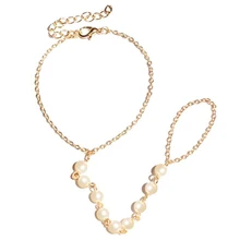 JINSE, новинка, элегантный женский браслет, ручная работа, раб, браслет, модное ювелирное изделие, красивый жемчуг, цепочка, соединенный палец, петля, браслет, HC008