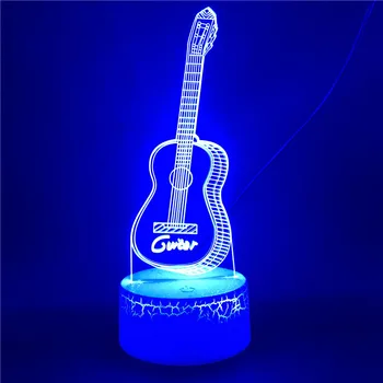 

Wooden Guitar Alarm Clock Base Dropship Unique Touch Sensor Bright Base Nightlight Colorful with Remote LED Night Light for Kids