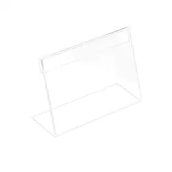 Soporte acrílico en forma de L para exhibición de etiquetas de precios, soporte para tarjetas de etiqueta de papel, señalización de promoción, transparente en Vertical