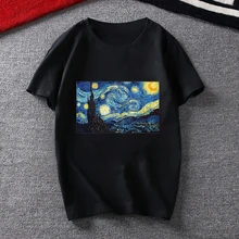 Летняя женская футболка с рисунком Ван Гога, Винтажная футболка с графическим принтом, женская футболка в стиле Харадзюку, модная Эстетическая футболка Ван Гога, модная футболка Tumblr