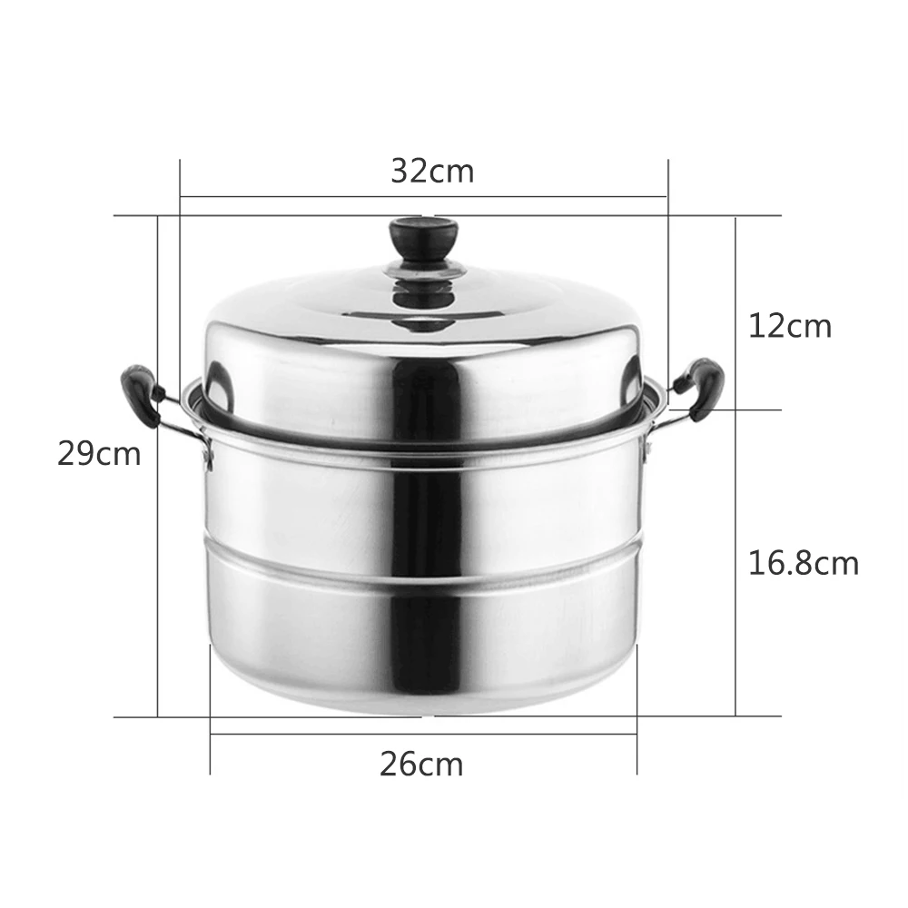 SUS560-1 Thick Stainless Steel Single-layer Steamer Cookware Stainless Steel Pot with 1 Perforated Steel Insert