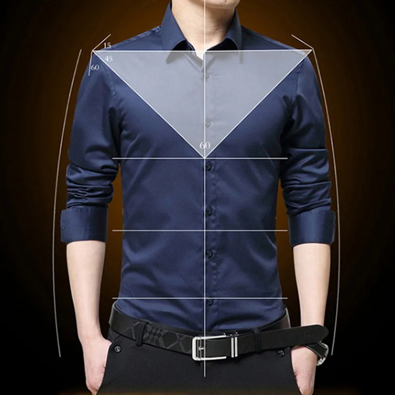 Весенняя рубашка с длинным рукавом и отложным воротником, мужская рубашка, приталенная однотонная деловая рубашка Camisa Masculina, мужские топы, официальная сорочка Homme
