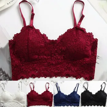 

Women Push Up Wireless Lace Bra Top Women Plus Size Bralette Underwear Lingerie Full Cup