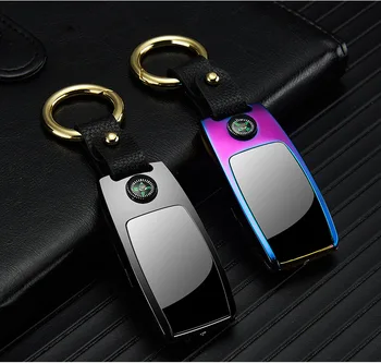 

Led screen Metal USB Lighter Rechargeable Electronic Lighter Keychain Cigarette Turbo Lighter Leather Key Chain Cigar Palsma