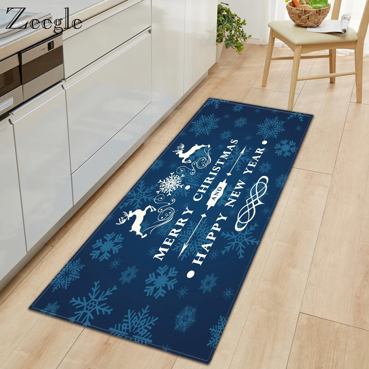 Zeegle Christmas Carpet Non Slip Kitchen Rug Long Rectangle Living Room Floor Rug Absorbent Bathroom Shower Mat Soft Sofa Carpet