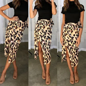 

Casual Beach Skirts Ladies 2020 Sexy Leopard Printed Breathable Fashion Quick Drying Spring Summer Irregular Laced Beach Skirts