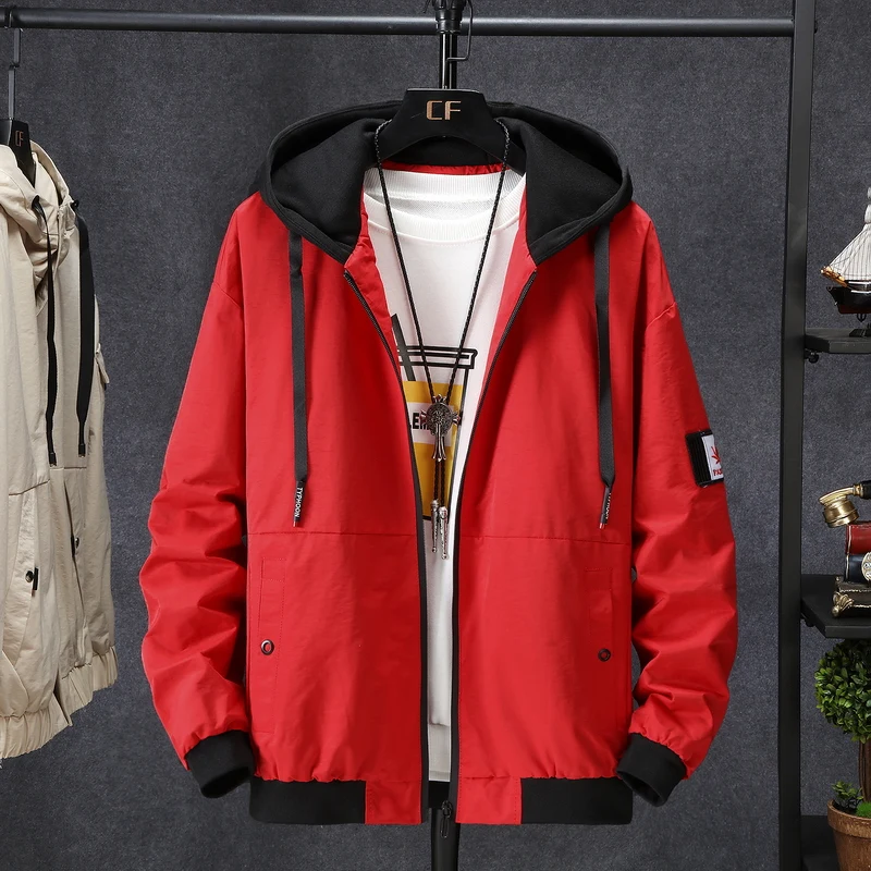 

Men Bomber Jackets Spring Autumn Hooded Jacket Mens Pilot Jacket Male Letter embroidery coat Men's Jackets Male Outwear