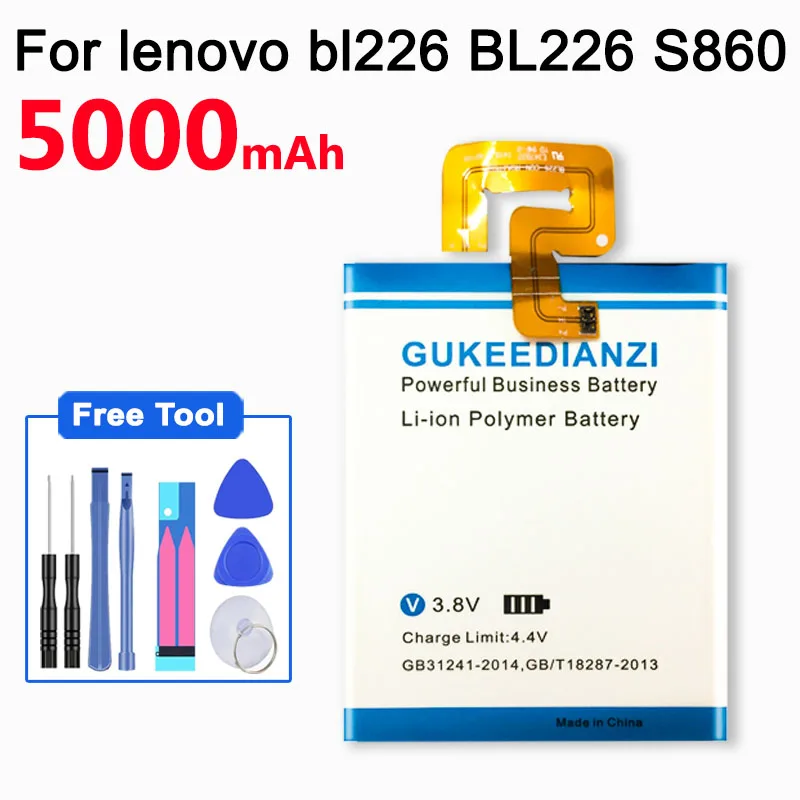 GUKEEDIANZI BL226 5000 мА/ч, Батарея для lenovo bl226 BL226 S860 запасная батарея для мобильного телефона