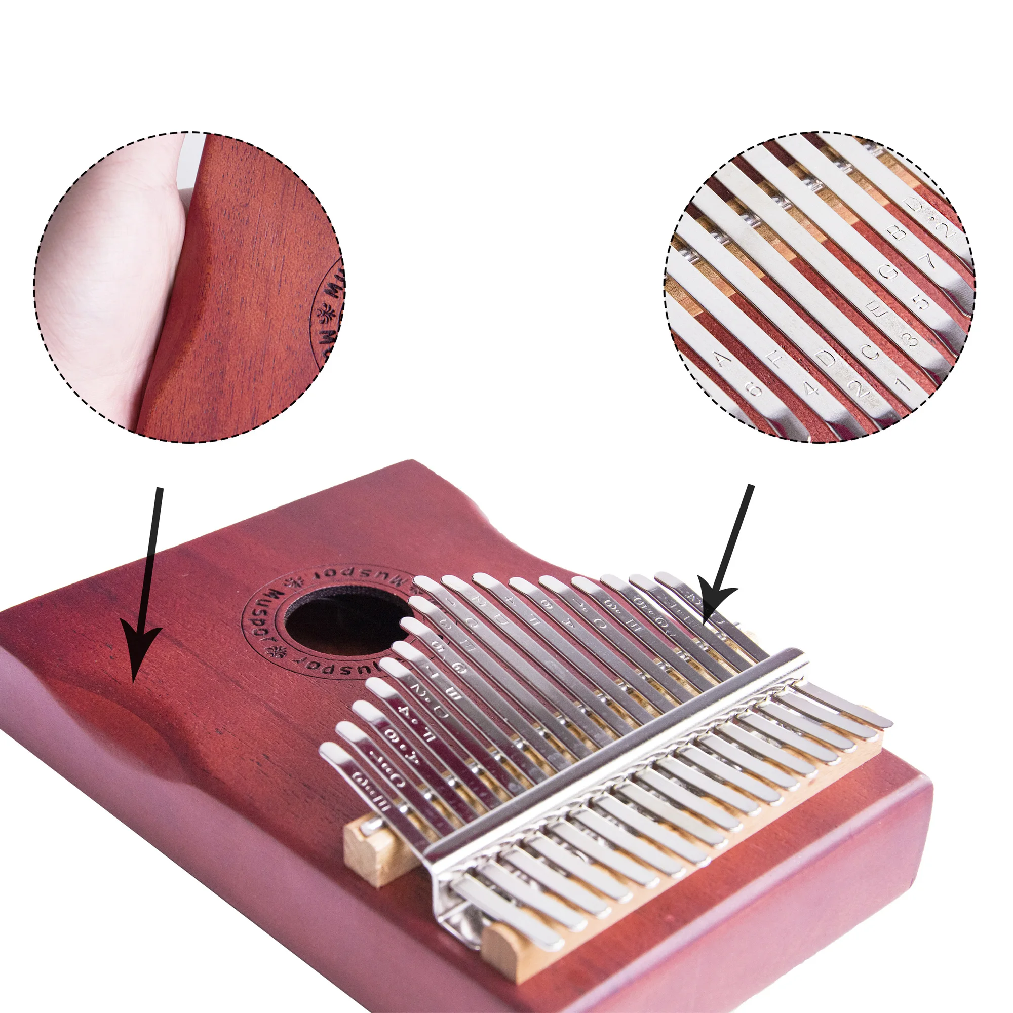 Muspor 17 клавиш Thumb Piano EQ kalimba Mbria Acacia деревянная Связь Динамик электрический датчик с