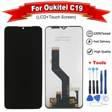 6.49 polegada para oukitel c19 display lcd + tela de toque 100% testado lcd digitador substituição do painel vidro para oukitel c19 + ferramentas gratuitas