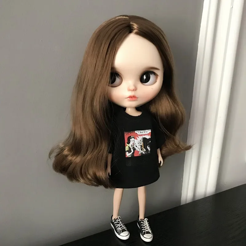 1 шт., одежда Blyth Doll, футболка с героями мультфильмов, юбка для blyth, pullip, ob24, платье barbies для кукла 1/6, аксессуары