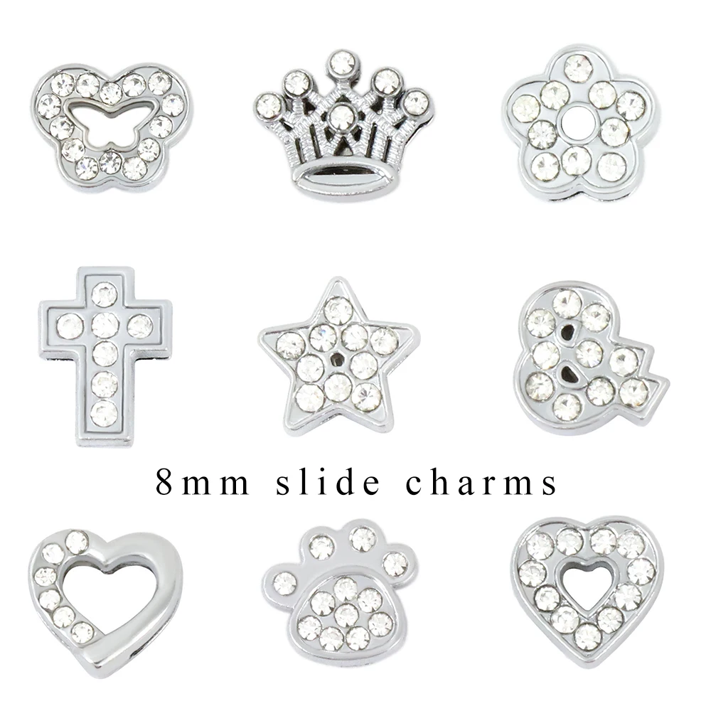 Cross Rhinestone Slide Charm 8mm Diy Accessories Pet Collar
