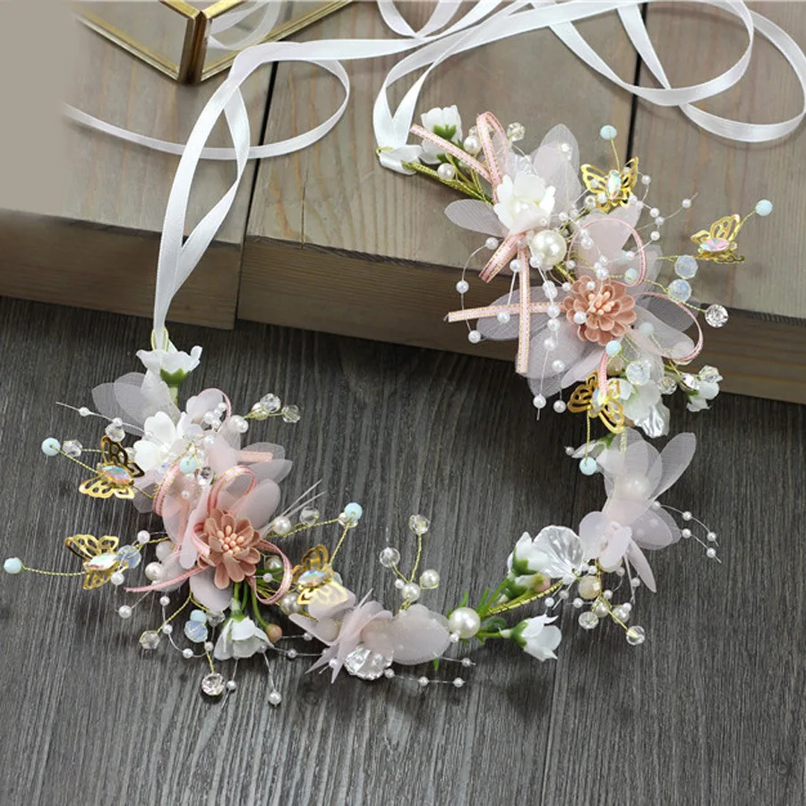 

1PC Aestheticism Bridal Wedding Bridesmaids Handmade Corolla Classic Bracelet Women's Hair Accessories HeadWear