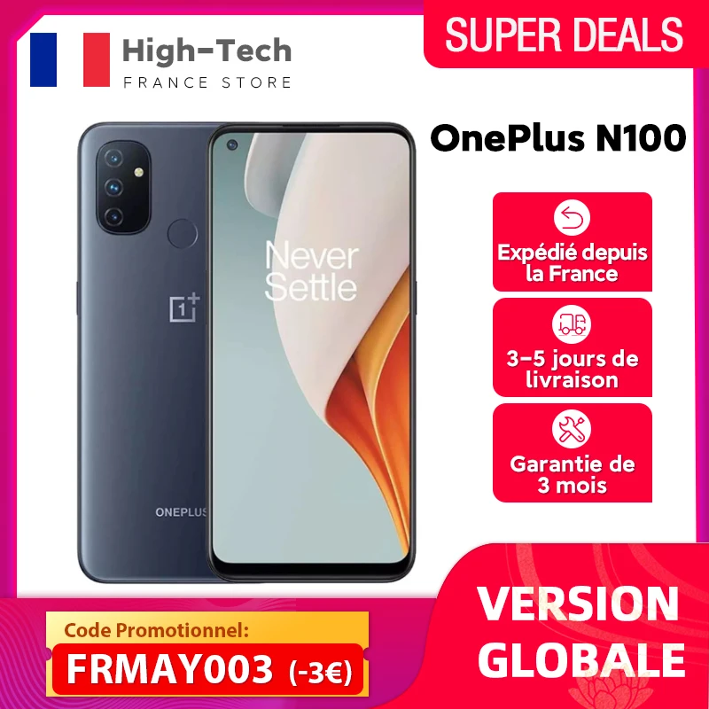 OnePlus Nord N100 Global Version 4GB 64GB Smartphone Snapdragon 460 90Hz 6.52'' Display 13MP Triple Cameras 5000 mAh Battery 18W