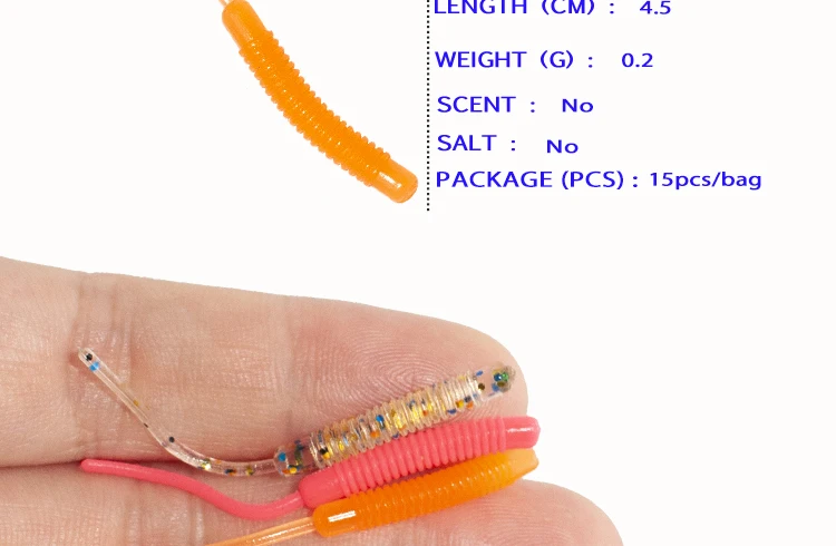 Ajing Soft Fishing Lure 15pcs 4.5cm 0.2g Shad Artificial Bait River Trout Perch Fishing Silicone Baits (3)