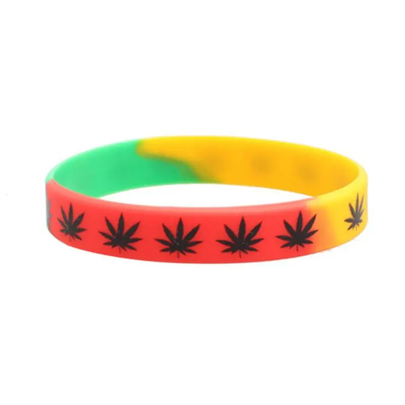 3 цвета лист травы Ямайки раста регги силиконовые спортивные браслеты комплект ювелирных изделий
