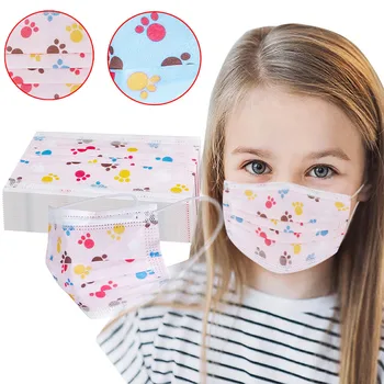 

50PCS Cartoon Dog paw Pattern Face Mask 3-Ply Ear Loop Children's Disposable Mask mascara protectora disposable masks