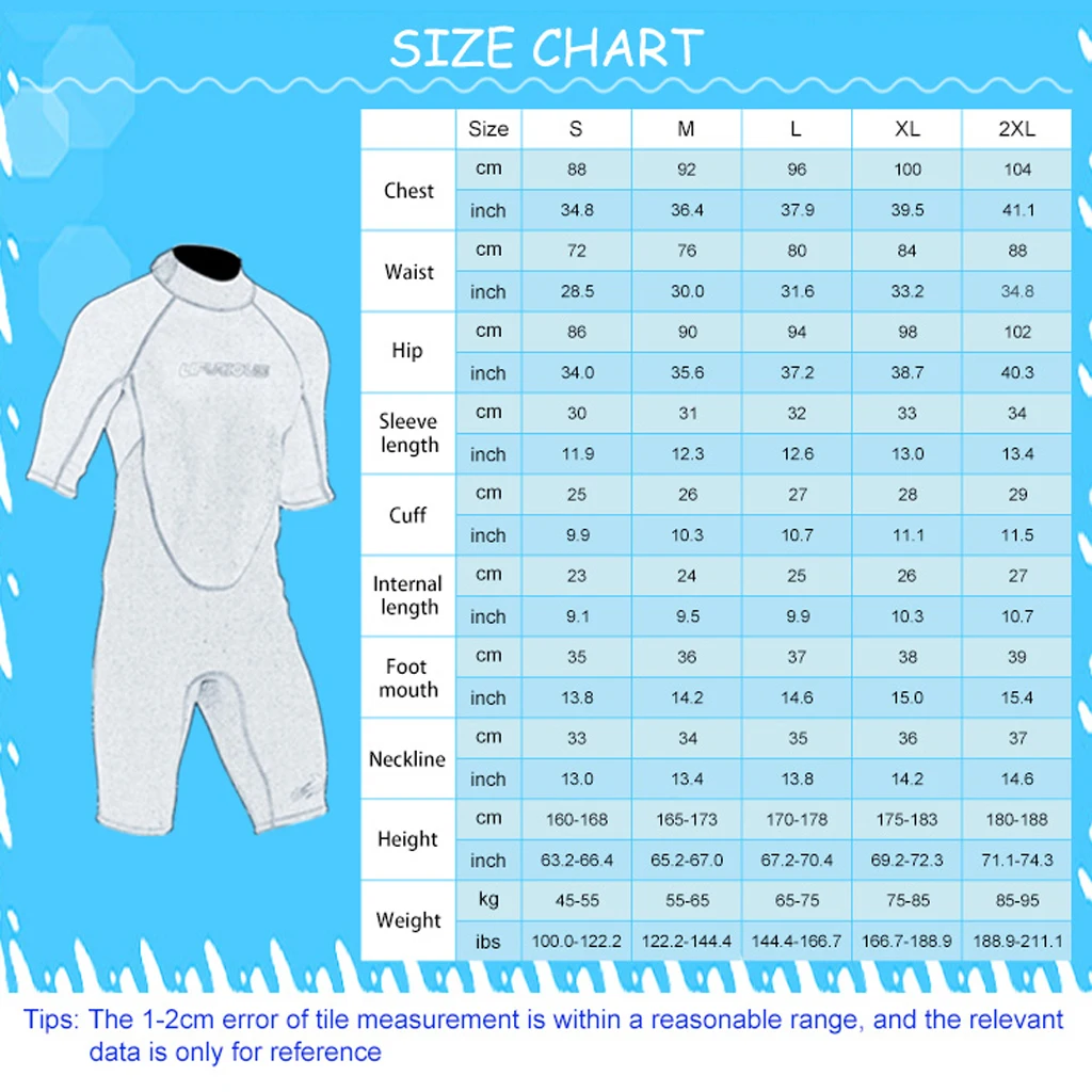 Men's 3mm Summer Wetsuit Adults Full Suits Swimming Diving Swimsuits Short Sleeve Neoprene Cold Water Jumpsuit Warm Swimwear