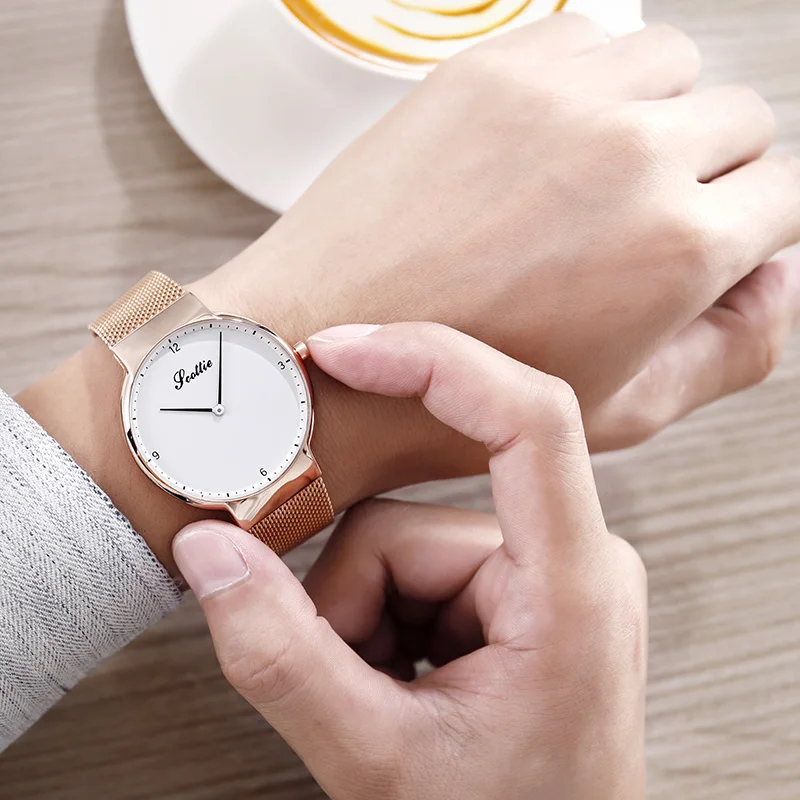 Rose Men Hot Simple Lovers Watches Men Women Casual Steel Mesh Band Quartz Japan Movt Women's Dress Couple Gifts Relogios Femininos - Цвет: Rose Men