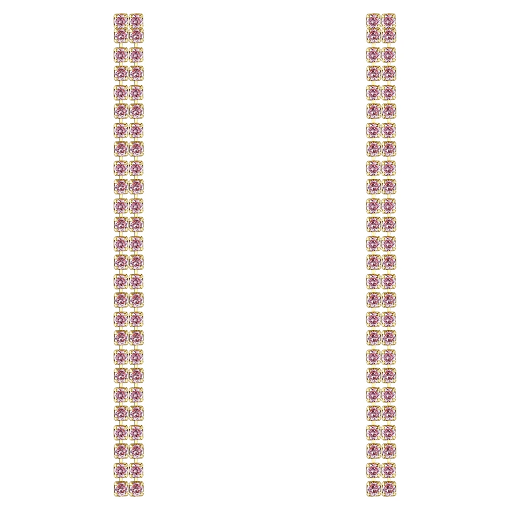Neoglory Новая мода 1,5 мм CZ 2 ряда 5 см коготь цепь Кристалл кисточкой серьги для женщин невесты ювелирные изделия для свадьбы подарок сувенир - Окраска металла: Pink 14K Gold