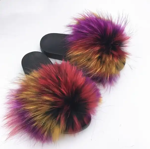 black fluffy fur slides