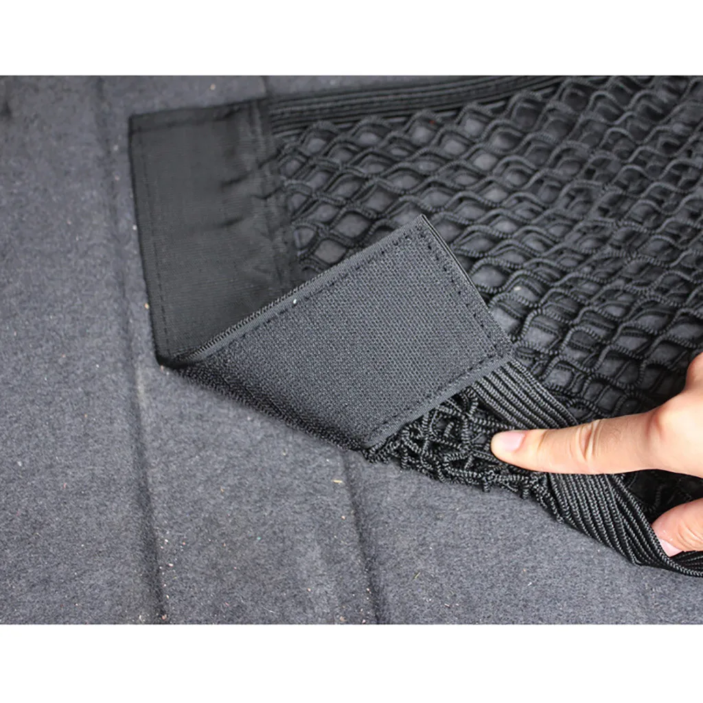 Black Car Back Rear Trunk Seat Elastic String Net Magic Sticker Mesh Storage Bag For Seat back storage storage net@10