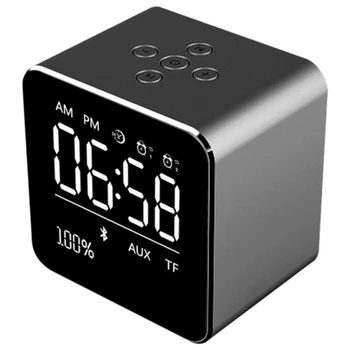 

V9 Wireless Bluetooth Speaker, Mini Portable Subwoofer Stereo Dual Alarm Clock Mode Mirror HD Display Bluetooth Player