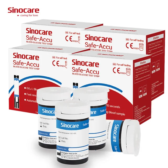 Тест-полоски Sinocare для измерения глюкозы в крови при диабете (200 шт. для Safe-Accu)   1