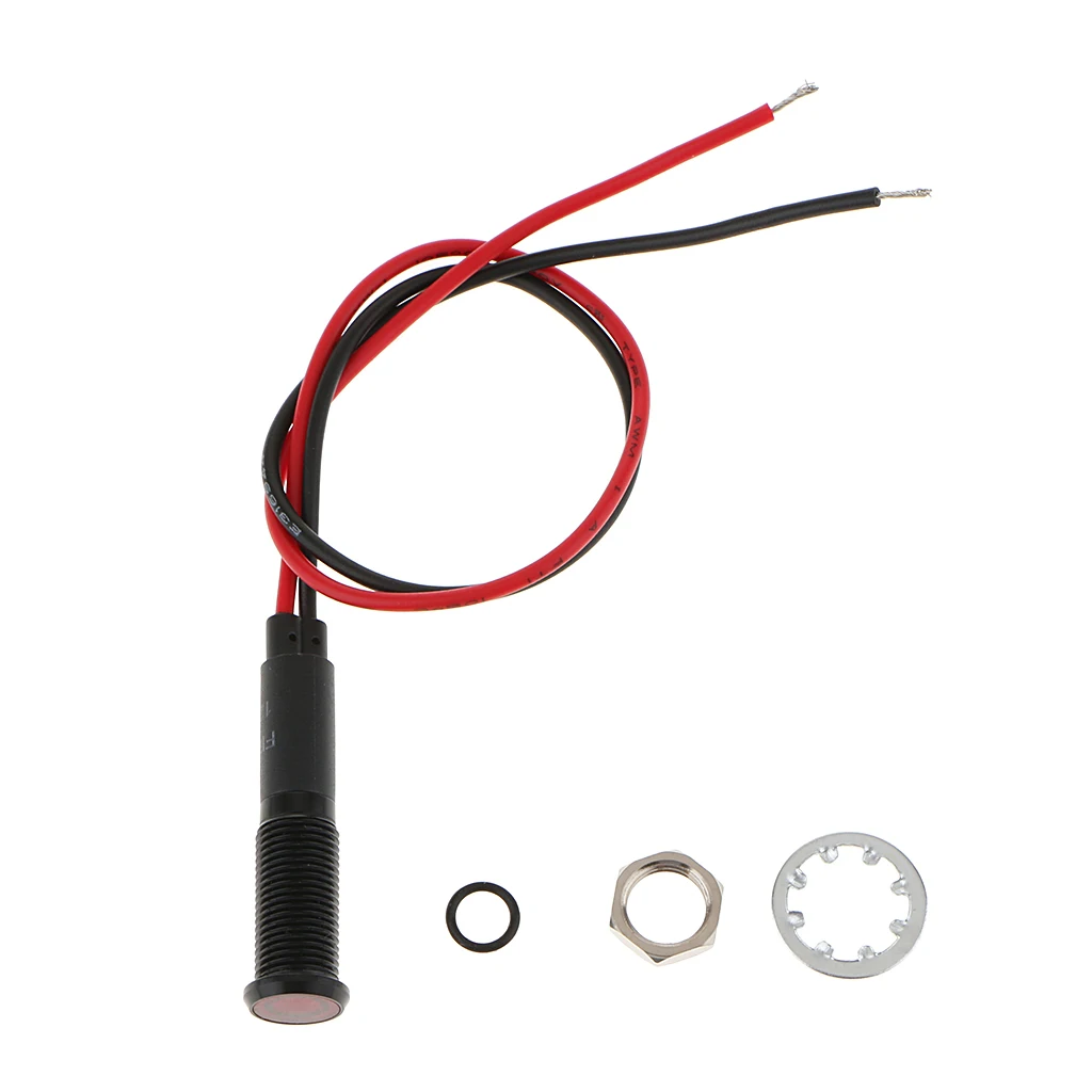 Car Motorcycle Truck DC12V 8mm Dash Panel Indicator Light with Wrie Red