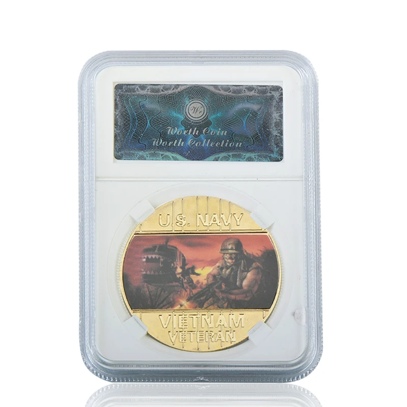 coin 3 with case WR США Вьетнам военный позолоченные монеты коллекционные с монетницей оригинальные армейские монеты набор медаль подарок пункт дропшиппинг - Цвет: coin 3 with case