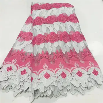 

7 colros (5yards / pc) pink African tulle lace beautiful embroidered French net lace fabric with beads for dress FLS121