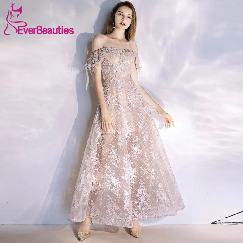Vestidos De Gala элегантные платья для выпускного вечера кружевные Длинные вечерние платья с открытыми плечами Robe De Soiree - Цвет: as picture