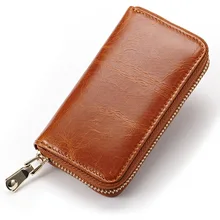 Модные бумажники для ключей из натуральной кожи для мужчин, держатель для карт, брендовый мини-кошелек, маленький кошелек для монет на молнии, Женский органайзер для ключей
