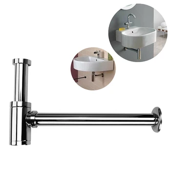 

P-type Strainer Chrome Basin Sink Drainer Trap Anti odor Tube Adjustable