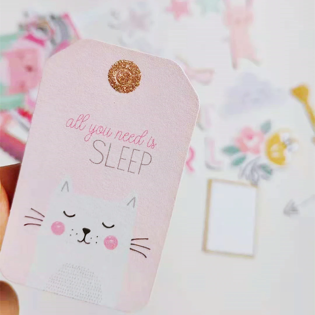 DIY Scrapbooking Accessories Decorative Stickers Pink Girl Embellishments Ephemera Shapes Glitter Paper Diecuts For DIY Scrapbooking Card Making Crafts /Photo Album Decoration