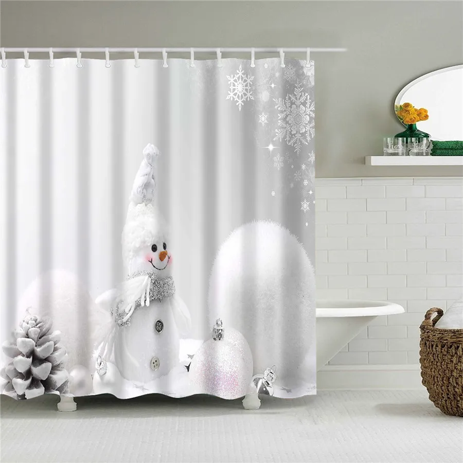 Rideau De Douche Noël 165x180, Flocon De Neige Blanc Hiver Xmas Holiday